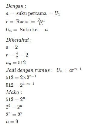 Jawaban Soal Nomor 1 Suku Tengah Barisan dan Deret Geometri